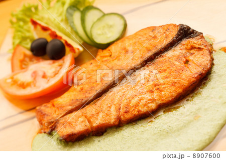 salmon steak with vegetables salmon steak with vegetables 8907600