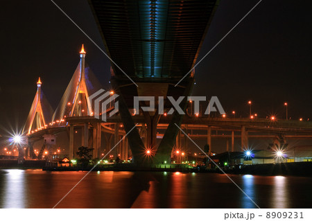 Mega Sling Bridge at Bangkok harbor. 8909231