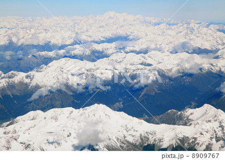 landscape of southern alpine alps with Mount cook peak from top 8909767