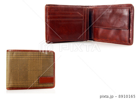 Mens leather wallet on a white background. 8910165