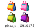 Set of multicolored female bags on a white background 8910175
