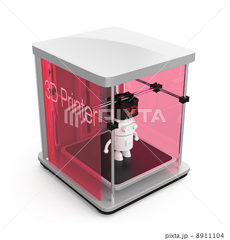 3Dプリンターと試作品のロボット 8911104