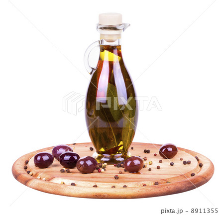 olive vegetable oil in glass and 8911355