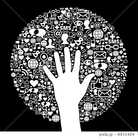 Social media network icon circle and hand Social media network icon circle and hand 8915404
