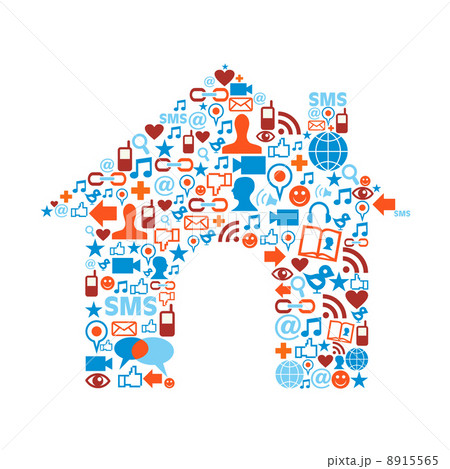 House symbol with media icons texture House symbol with media icons texture 8915565