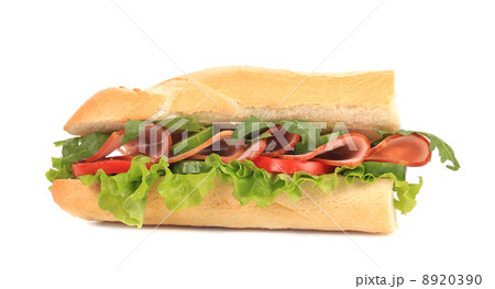Half of french baguette sandwich. 8920390