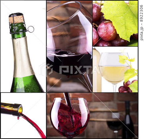 red and white wine with champagne collage red and white wine with champagne collage 8922306