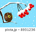 Winter image with red berries and owl 8931236