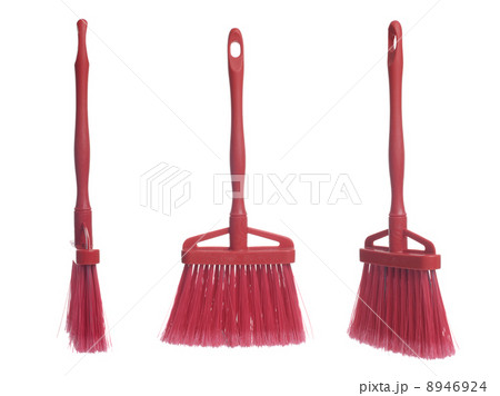 Three plastic red brooms Three plastic red brooms 8946924