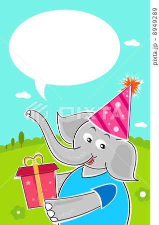 elephant with birthday gift elephant with birthday gift 8949289