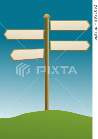 direction board on grassland direction board on grassland 8952092