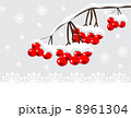 Winter background with red berries and snow 8961304
