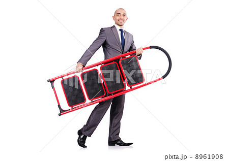 Businessman with the ladder isolated on white Businessman with the ladder isolated on white 8961908