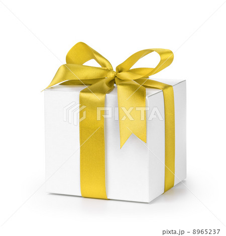 paper gift box wrapped with yellow ribbon paper gift box wrapped with yellow ribbon 8965237