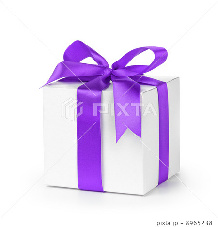 paper gift box wrapped with purple ribbon 8965238