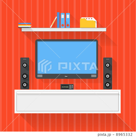 Modern home media entertainment system illustration Modern home media entertainment system illustration 8965332
