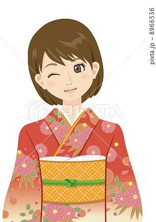 着物の女性キャラクター 印刷物 着物の女性のイラスト素材 [8966536] - PIXTA