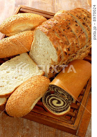 assortment of baked bread and other bakery products 8970024