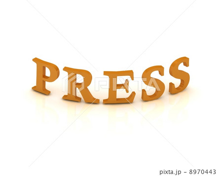PRESS sign with orange letters 8970443