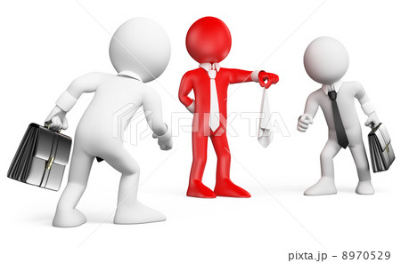 3D white people. Businessmen playing steal the bacon 8970529