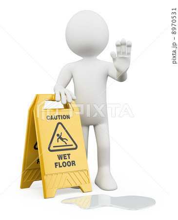3D white people. Caution wet floor 8970531
