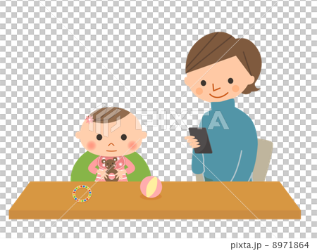 Mother and child and smartphone 8971864