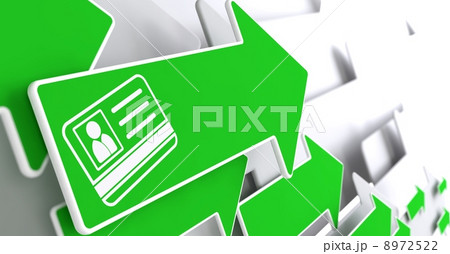 ID Card Icon on Green Arrow. 8972522