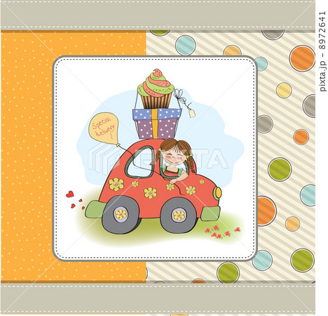 birthday card with funny little girl 8972641