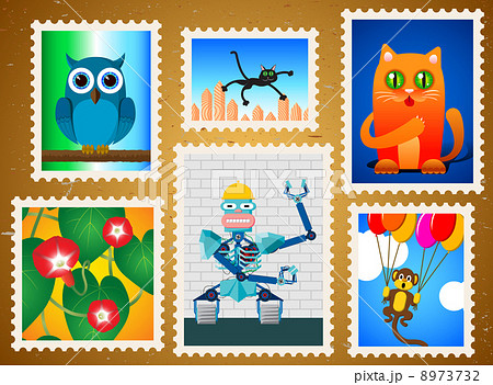 Set of colorful postage stamps 8973732