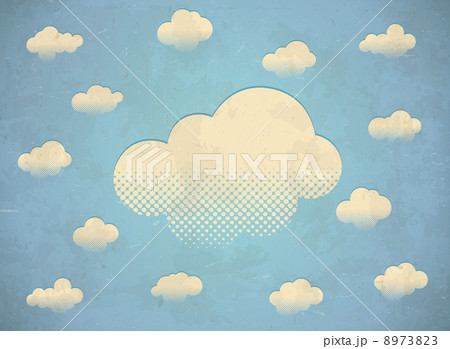 Vintage aged card with clouds Vintage aged card with clouds 8973823