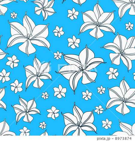 Floral Cyan Blue Seamless Pattern 8973874