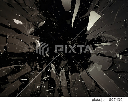 Destructed or shattered glass isolated on black Destructed or shattered glass isolated on black 8974304