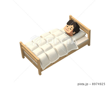 羽毛布団で寝る男性のイラスト素材