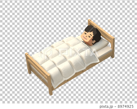 羽毛布団で寝る男性 8974925