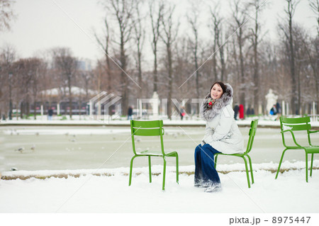 Girl enjoying winter day in Paris 8975447