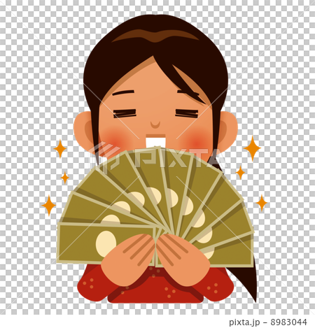 A woman holding a bill 8983044