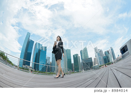 Young Office Lady Fisheye Cityscape 8984014
