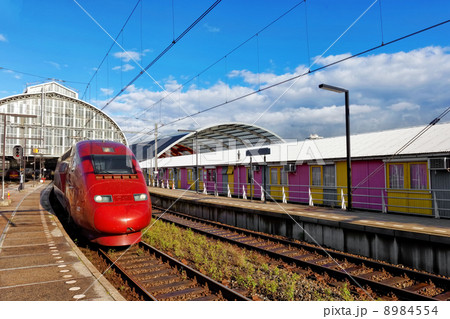 Modern Fast Passenger Train at the station. Modern Fast Passenger Train at the station. 8984554