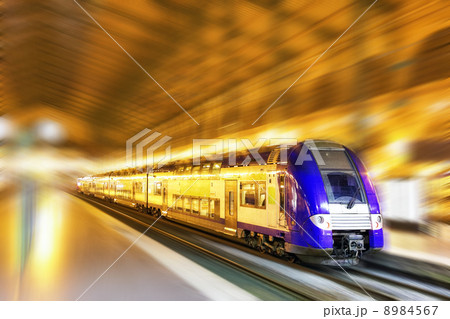 Modern Fast Passenger Train. Motion effect Modern Fast Passenger Train. Motion effect 8984567