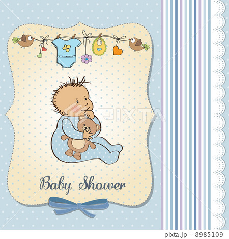 baby announcement card with little boy 8985109