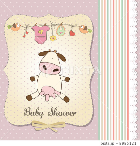 new baby girl announcement card with cow new baby girl announcement card with cow 8985121