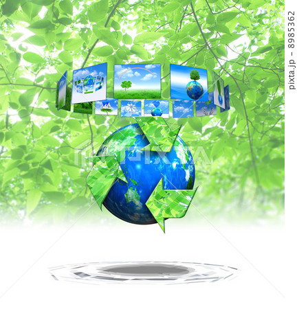 エコ環境の展示ボードと地球のリサイクル エコ環境の展示ボードと地球のリサイクル 8985362