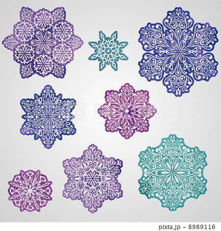 Vector Paper Cut Watercolor Snowflakes 8989116