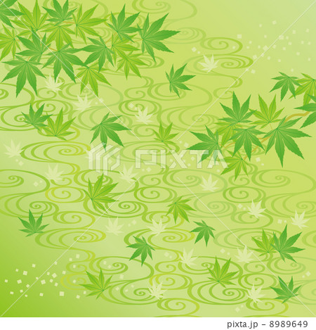 青もみじと流水の背景 8989649