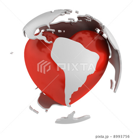 Globe with heart, South America part 8993756