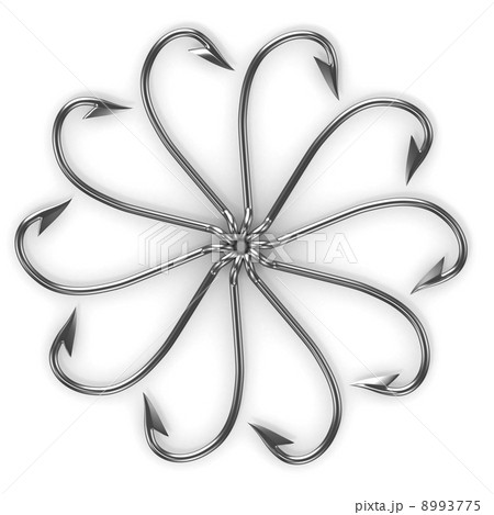 Abstract flower made from fishing hooks 8993775