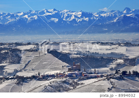 Small town on the hills and mountains covered with snow. Small town on the hills and mountains covered with snow. 8994032
