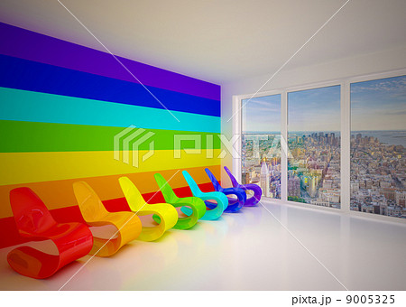 Lounge room in rainbow colors 9005325