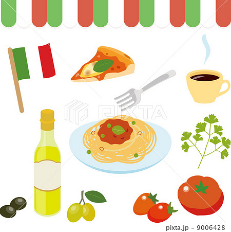 イタリアの料理や食材のイラスト素材