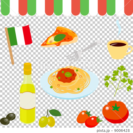 イタリアの料理や食材のイラスト素材
